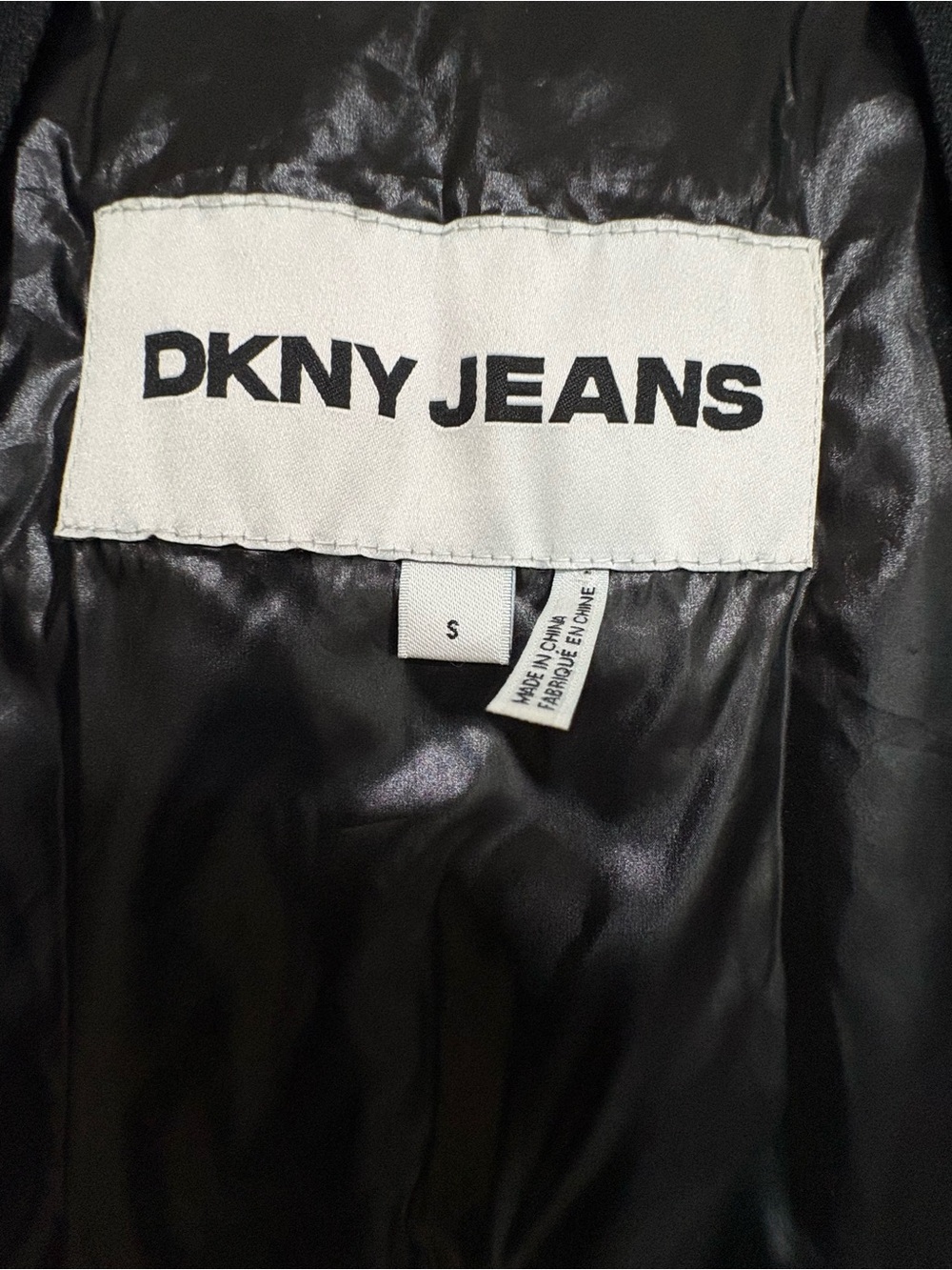 NWT DKNY Jeans Long Hooded Puffer Coat Black S - Picture 5 of 14
